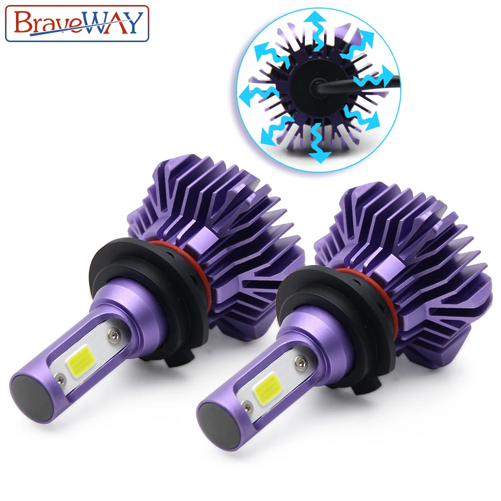 BraveWay 2 шт. супер Brgiht H4 светодиодный 12 в автомобильный светильник H1 H7 H8 H9 H11 9005 HB3