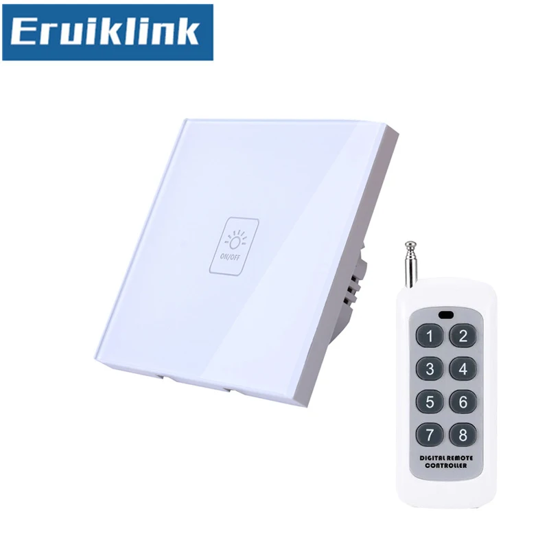 

EU/UK Standard 1/2/3 Gang Wireless Remote Control Light Switches,RF433 Smart Home Remote Control Wall Touch Switch