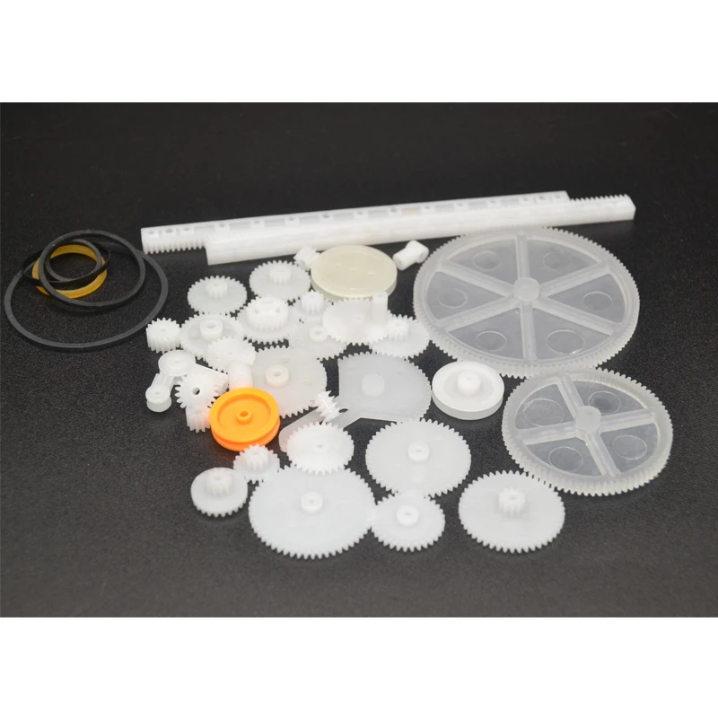 34Kinds Kits Plastic Gears Racks Shaft Gear Belt Pulley Single/Double