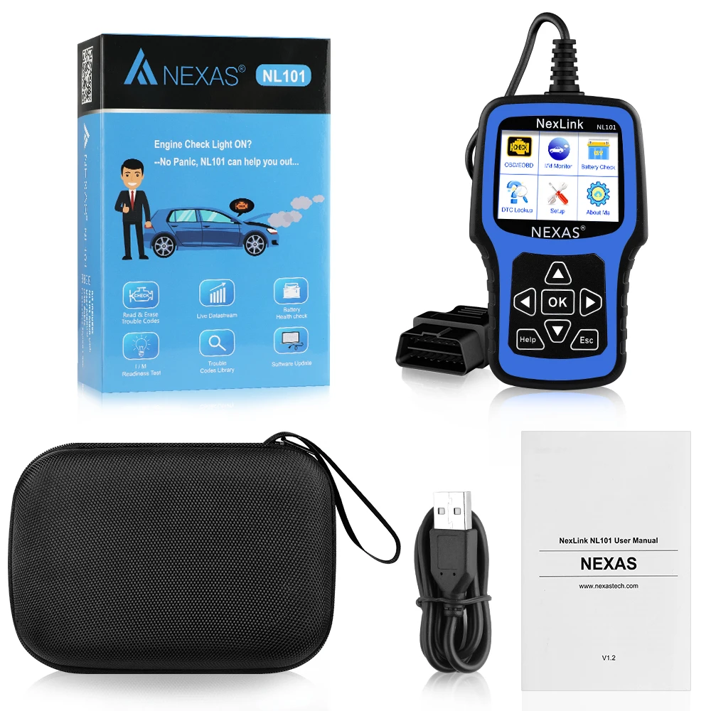 high quality auto inspection equipment NEXAS Nexlink NL101 OBD2 Automotive Scanner Engine EVAP Battery Car Tool OBDII Diagnostic Scan Tool car battery charger price