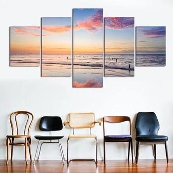 

5 Panel Wall Art Landscape And Waves Painting On Canvas Pictures Decor Wall Painting for Bedroom painting Painting Abstract