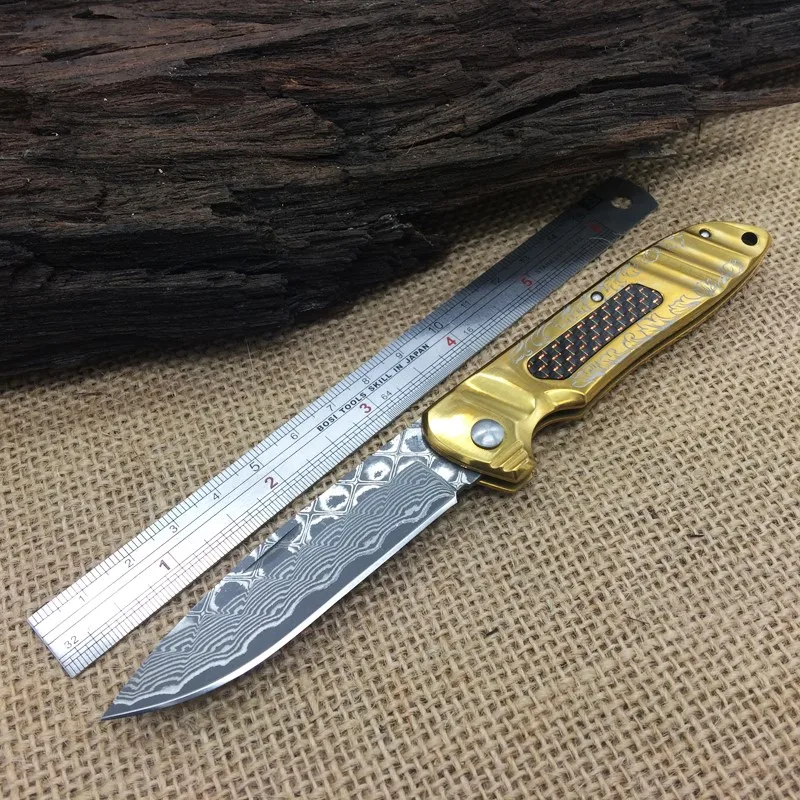 

Newest,Outdoor Tools,Damascus Folding Knife,Titanium Sheet Steel Handle Hunting Camping Knives,Best Quality