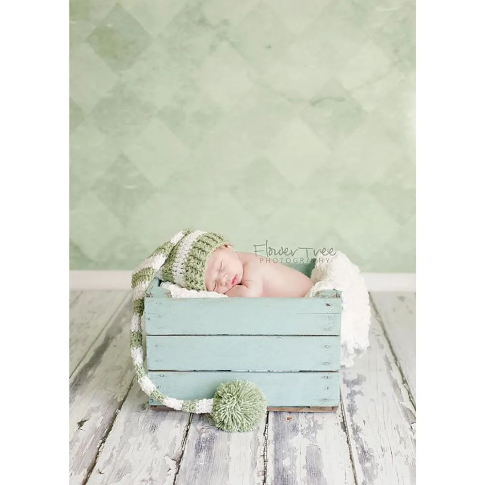 

NeoBack Vinyl Green faded wall patterns backgrounds for new born baby children wall wood Printed Studio Photo Backdrops P0629