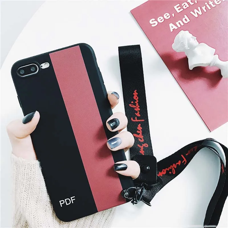 

Original ZUCZUG Fashion Brand Case Cover with with Lanyads Strap Soft Silicone Protective Back Cover for iPhone 6 6s 7 8 X 10