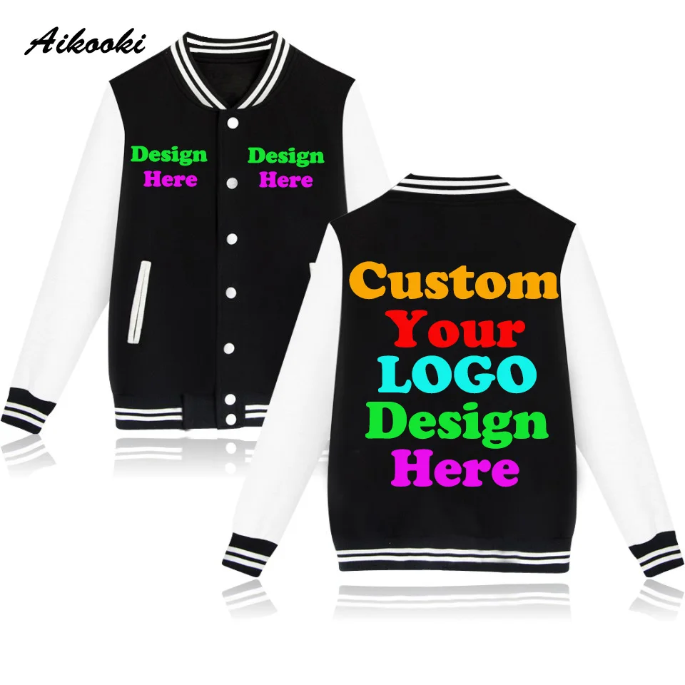 Custom Jacket Logo Text Photo Print Personalized Team Family Baseball