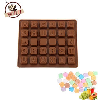 

WIILII DIY Silicone Cake Decorating Mold English Letter Square Shape For Chocolate Cookies Candy Dessert Bakeware Baking Tools