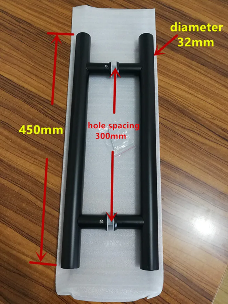 Диаметр 32*450 мм 1" Черная дверная ручка из нержавеющей стали
