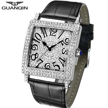

GUANQIN New Men Wristwatch Luxury 2019 Quartz Watch Men Diamond Style Waterproof Leather Watches Clock Man relogios dropshipping