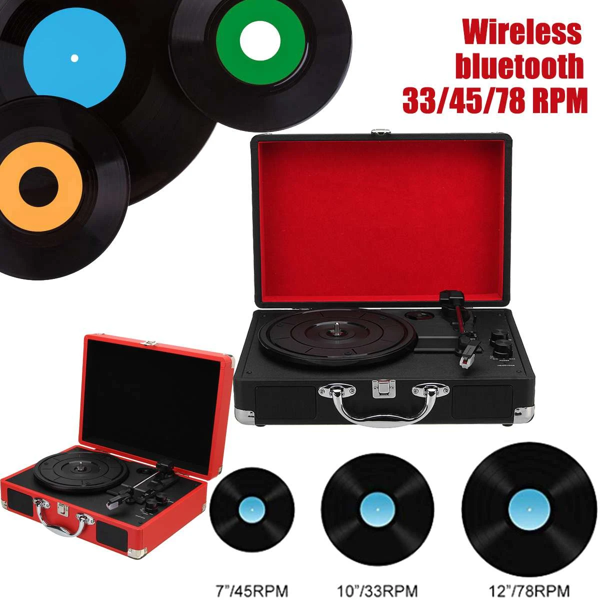 record player with bluetooth and aux