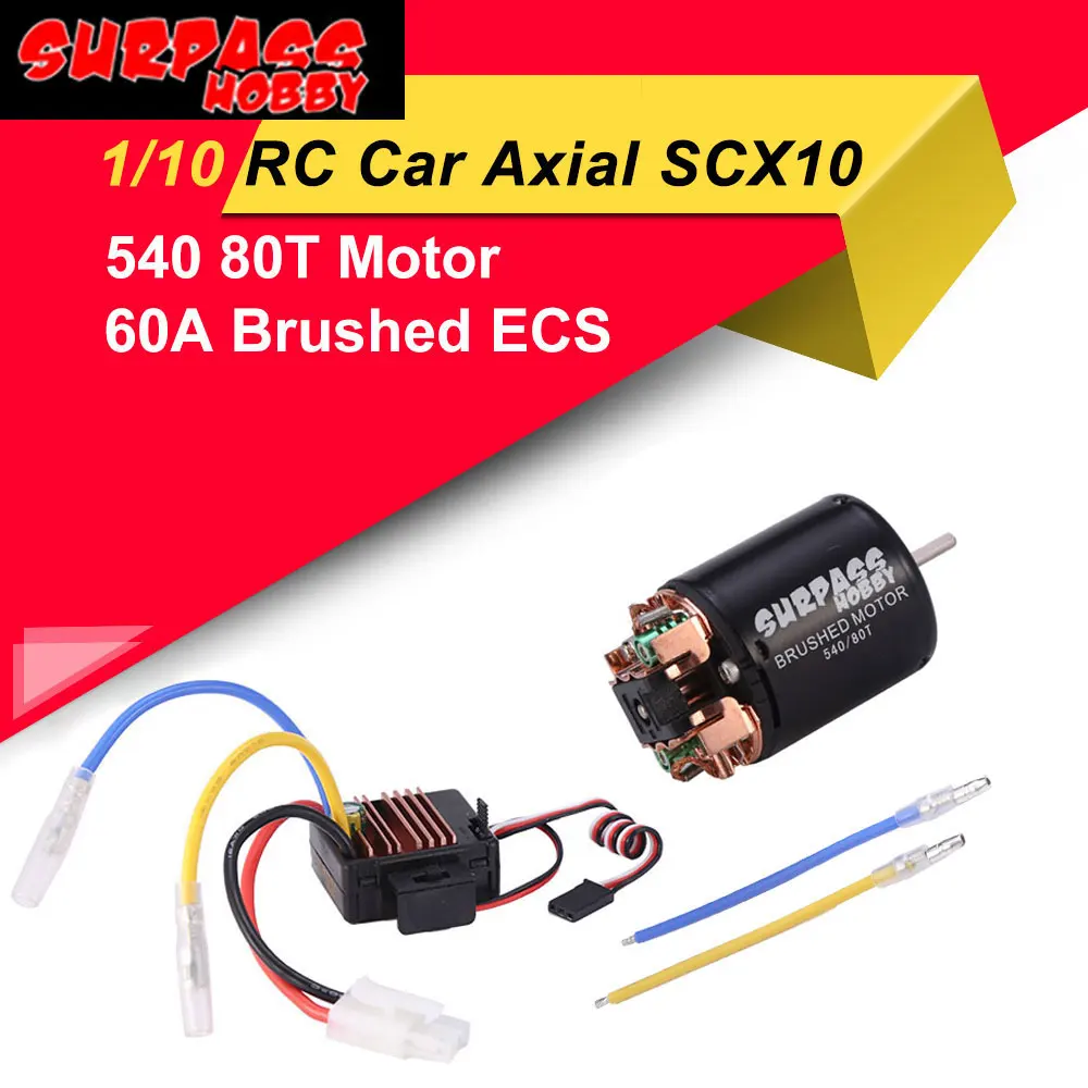 SURPASS HOBBY 540 80T Brushed Motor+60A ESC Electric combo for 1/10 RC Car SCX10 RC4WD Crawler Off-road Climbing | Игрушки и хобби