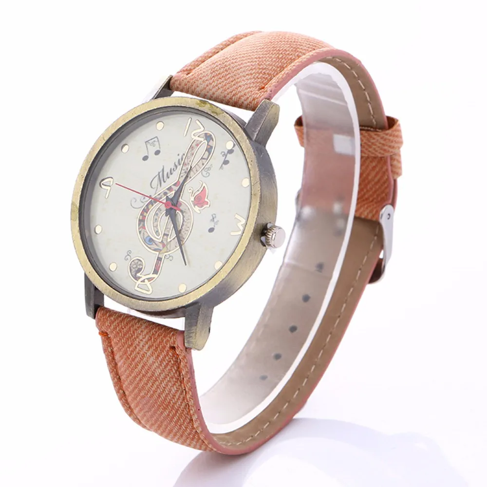 Leather Relojes Quartz watch Women Watches Casual Music Note Watch ...