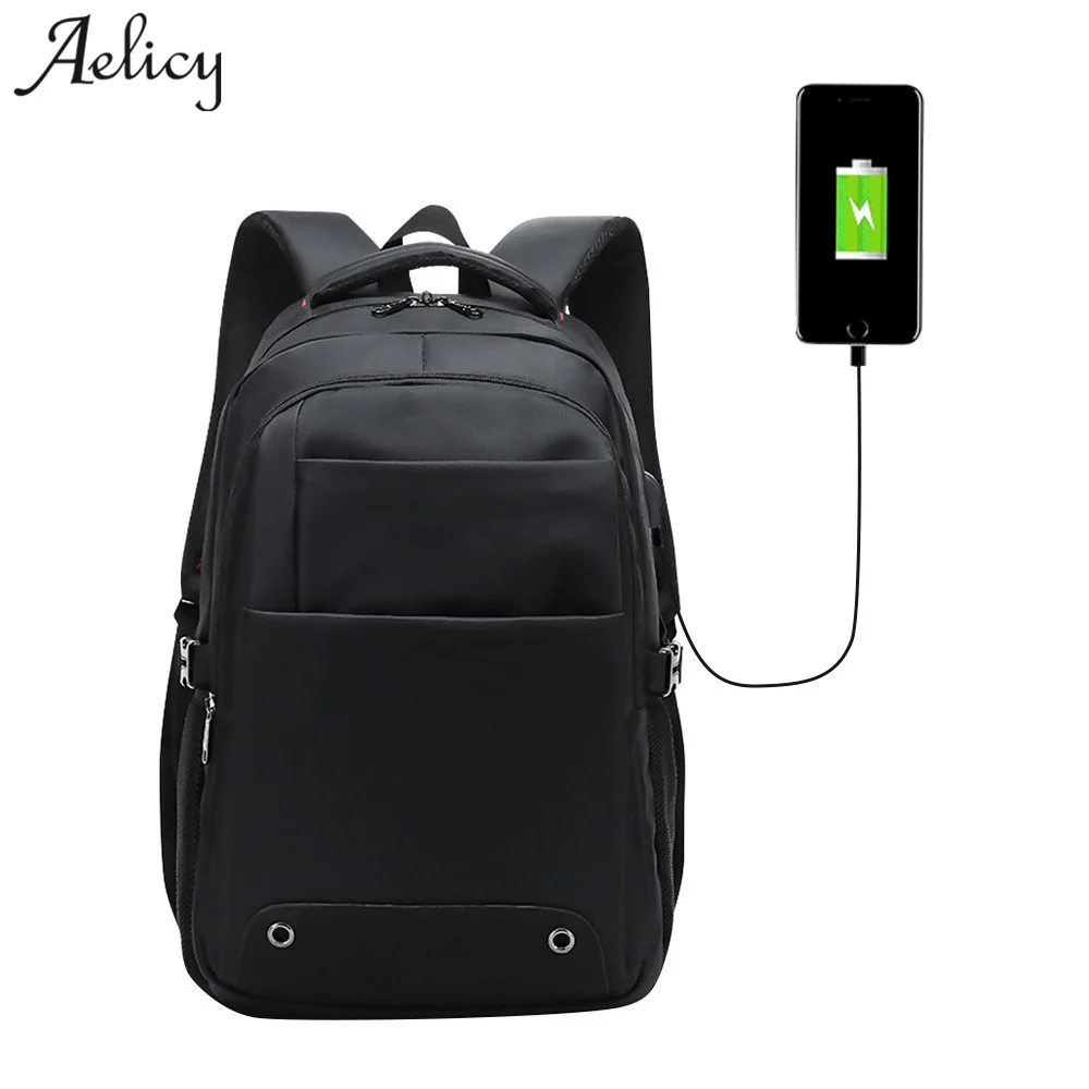 

Aelicy High Quality Oxford Men Backpack Waterproof Laptop Men Women Fashion Travel Anti Theft USB Laptop Backpack Bag