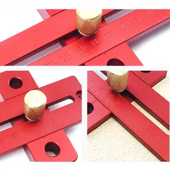 

Portable DIY Aluminum Scale Wood Measure Ruler Straight Line Drawing T Rule Woodworking Marking Gauge Tool