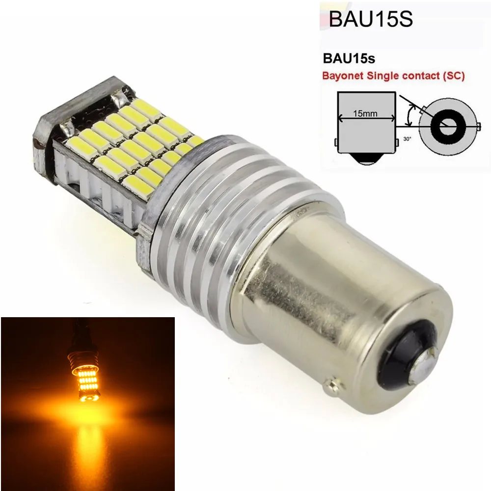 Авто светодиодный BAU15S 1156 1156PY 4014 45 SMD 12В S25 PY21W автомобильный передний указатель