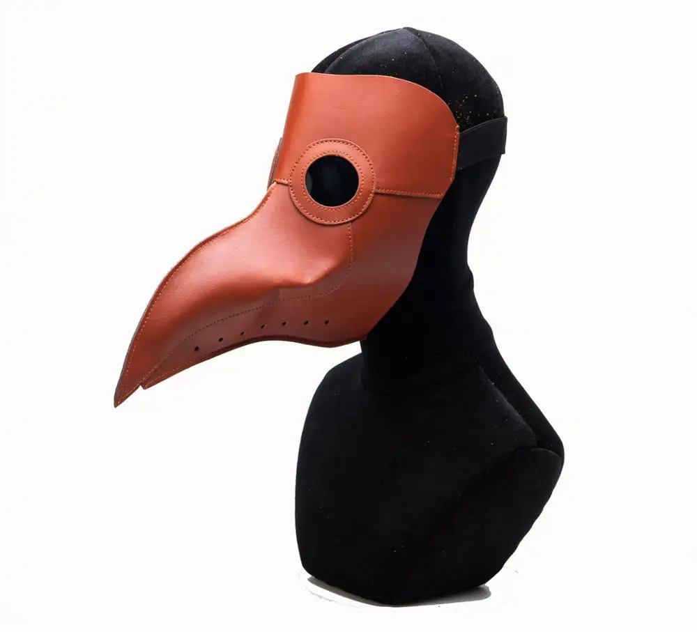 5 черный коричневый кожаный паровой панк чума доктор птица клюв Хэллоуин готический косплей дыхание маска вороны - Цвет: Темно-коричневый
