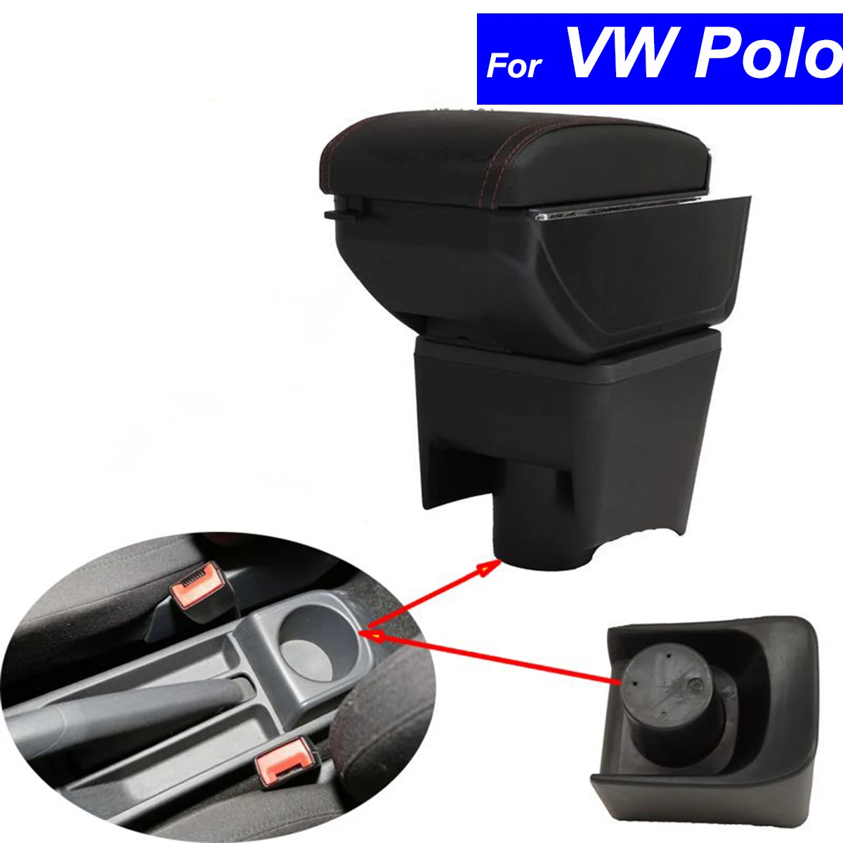

Leather Car Center Console Armrest Boxfor Volkswagen VW Polo Hatchback 2012 2013 2014 2015 2016 Armrests Free Shipping