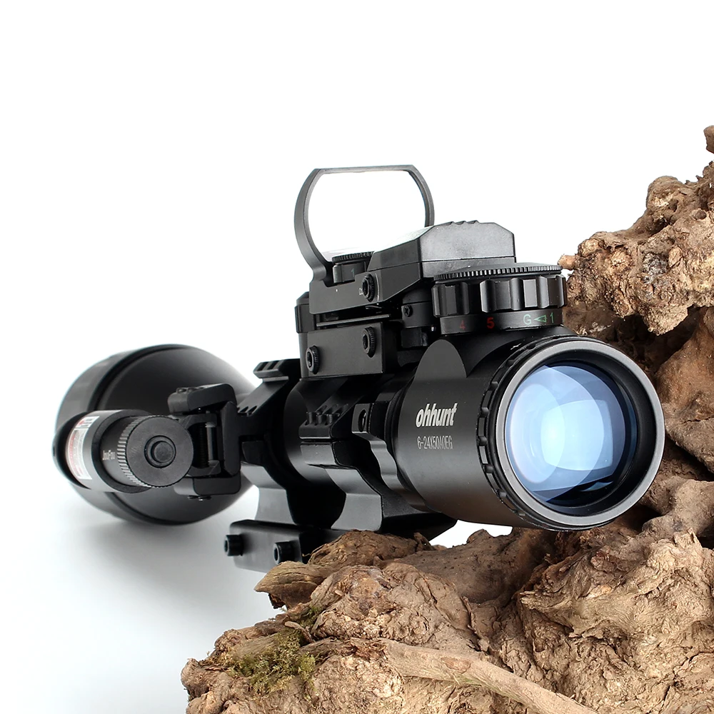 Ohhunt 6-24X50 AOEG Hunitng Combo Riflescope проволочная сетка с красными/зелеными лазерными прицелами и тактическими оптическими прицелами в виде красной точки