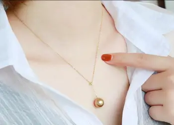 

charming 10-11mm south sea round gold pearl pendant 18k