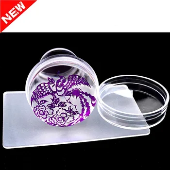 

New Design 4cm Clear Matte Jelly Silicone Nail Art Stamper Scraper with Cap Polish Print Stencil Manicure Stamp Stamping Tools