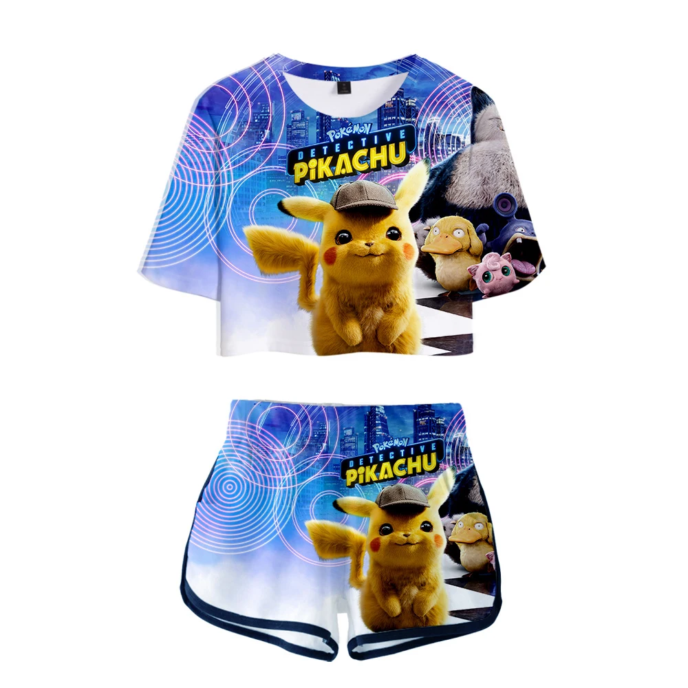 LUCKYFRIDAYF Новый Аниме Покемон Detective Pikachu 3D Двойка комплекты Для женщин моды девушка