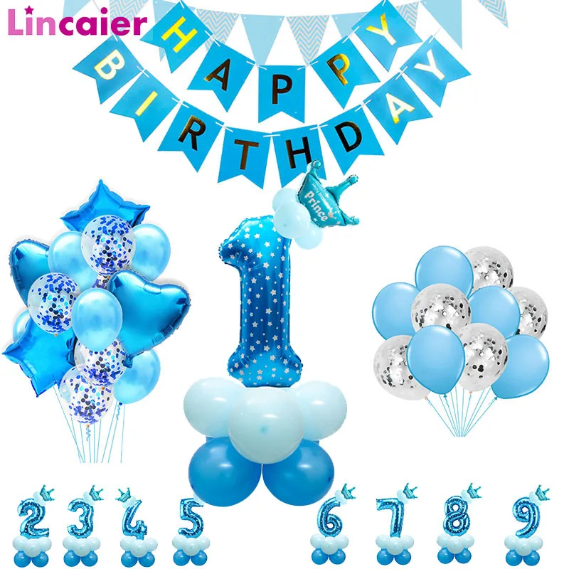 New 18" Foil Birthday Balloon Blue & Silver Holographic Stars Print Boys Party 
