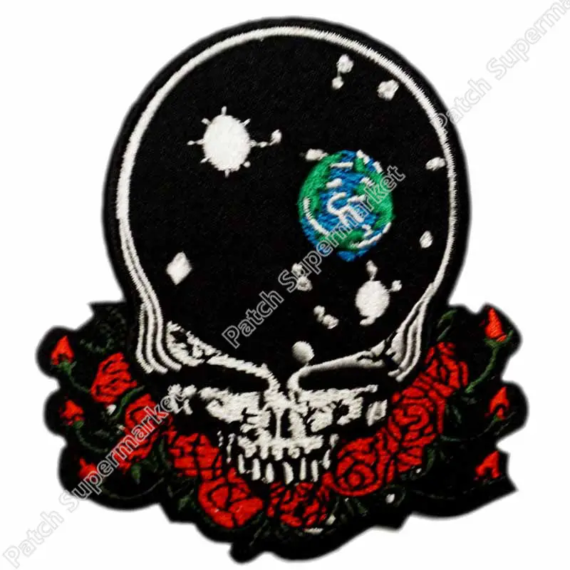 

3.5" Grateful Dead Space Your Face Music Band Embroidered LOGO Iron On Patch Emo Goth Punk Rockabilly embroidery clothing