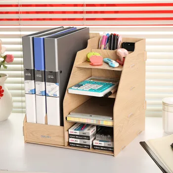 

1 Set DIY Natural Color Wood Documents Trays Desk Accessories & Organizer magazine container Deli 9842