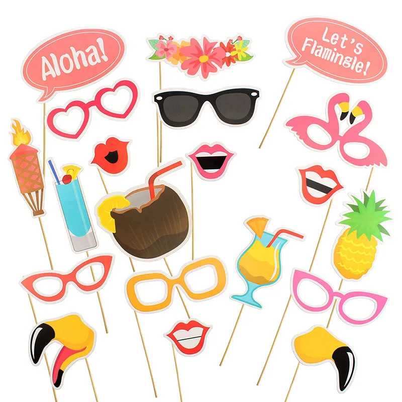 Construction party 20pcs Photobooth Graduation Birthday Decoration Construction Theme Party Favor Supplies Decor Flamingo