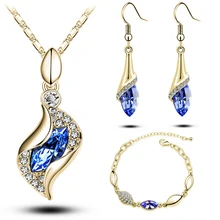Top Quality Elegant luxury design new fashion 18k Rose Gold plated colorful Austrian crystal drop jewelry sets women gift g206