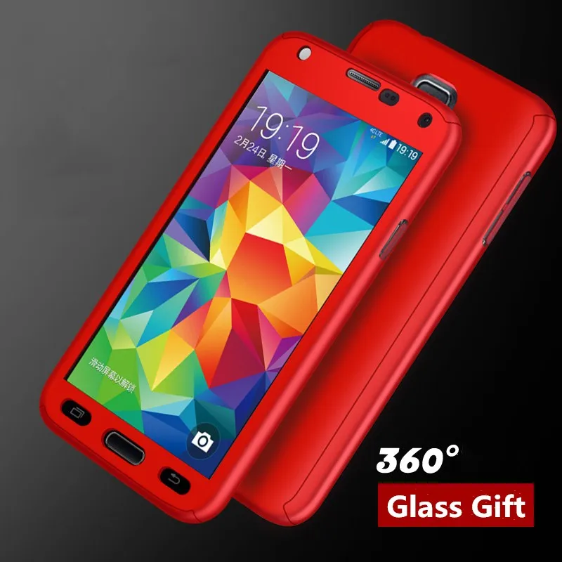 Beira 360 Degree Full Coverage Hard PC Phone Case For Samsung Galaxy S5 Glass Gift Shockproof Coque Cover Housing |