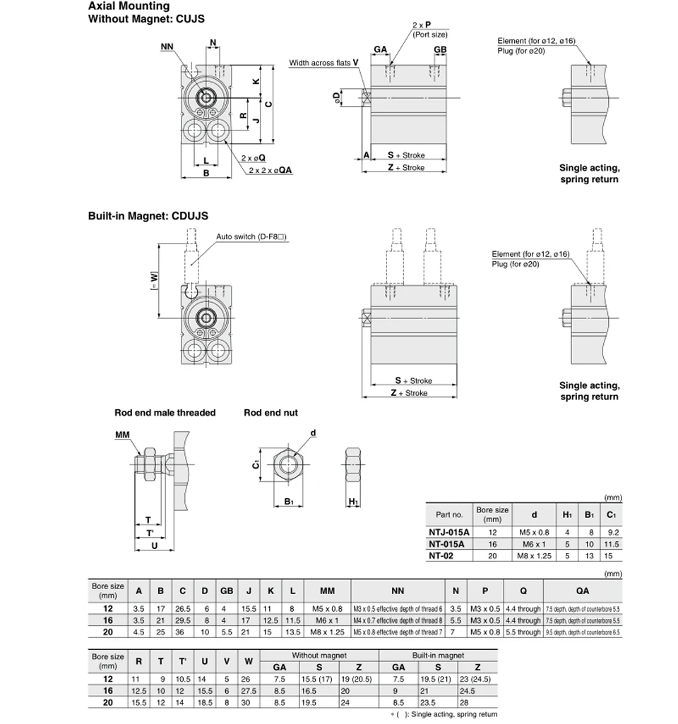 Миниатюрный свободный установочный цилиндр SMC CDUJB CUJB 4 6 8 10-4-6-8-10-15-20-25-30-DM