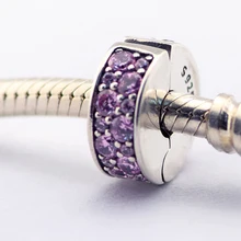 Подходит Pandora шармы браслеты стерлингового серебра 925 пробы ювелирные изделия яркая элегантность бусины с розовый кубический циркониевый