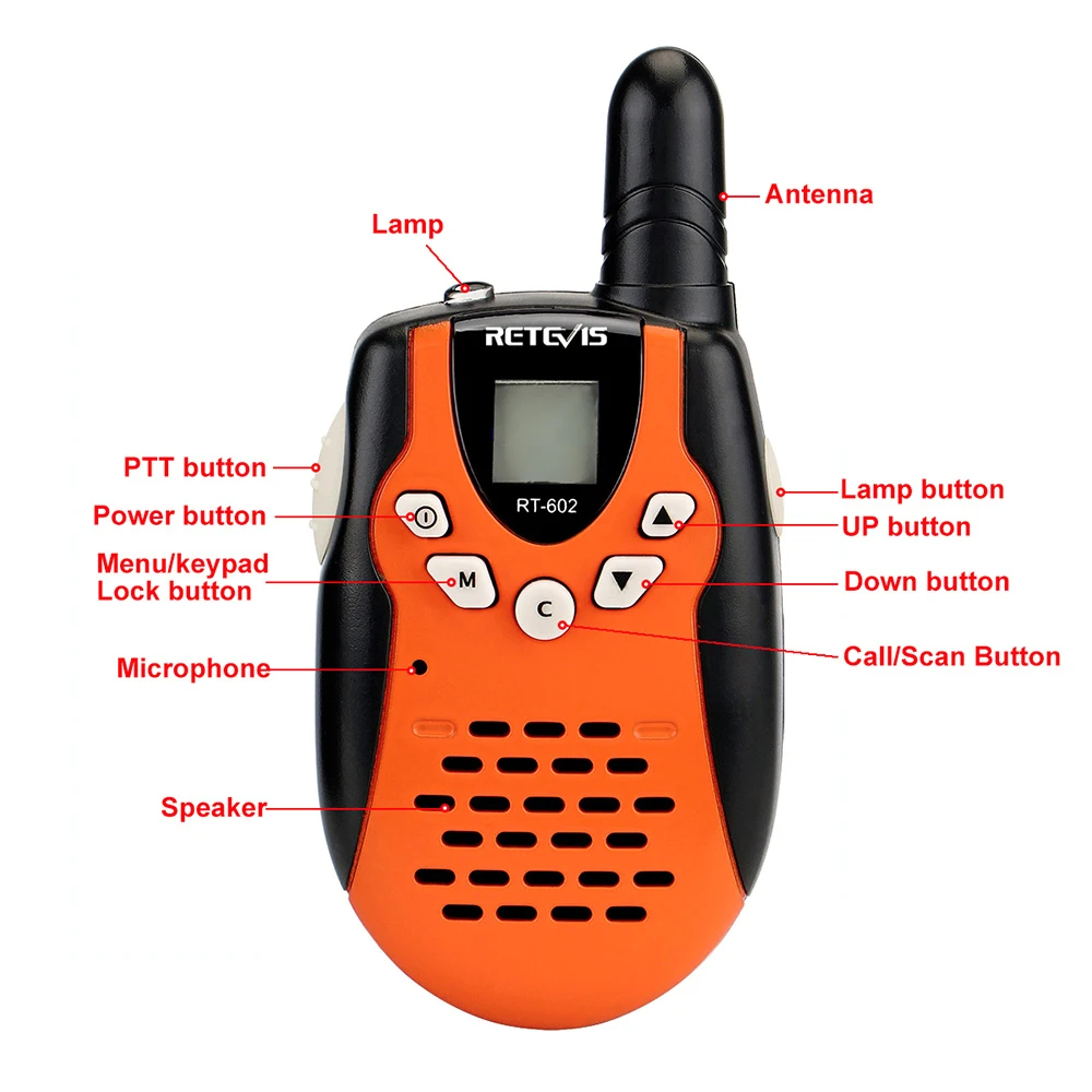 2 шт. Детские Walkie Talkie ЕС плагин для детей Retevis RT602 0,5 Вт PMR 8/22CH PTT фонарик Перезаряжаемые Батарея мини 2Way радио