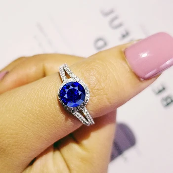 

2020 new arrival Real 925 sterling silver rings rings for women wedding engagement Gothic jewelry christmas R1091-blue