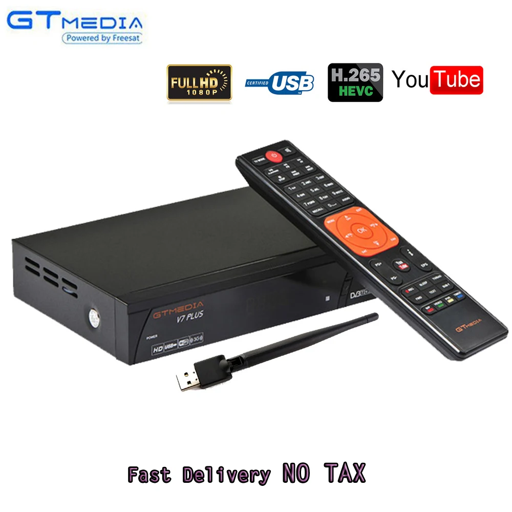 

GT Media V7 Plus Satellite Receiver DVB-S2 DVB-T2 Decoder 1080P Full HD powervu TV Receptor+1 Year Europe Spain Poland cccam