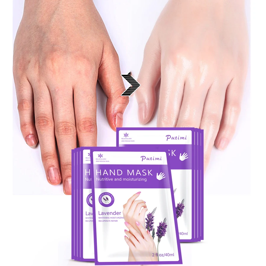 

8Pcs=4Pair Lavender Exfoliating Hand Mask Soften Skin Whitening Moisturizing Mask for Hand Care Cream Smooth Hand Spa Gloves