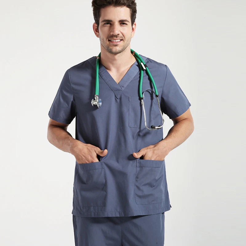VIAOL мужской хирургический халат с длинным рукавом медицинская одежда медицинский скраб набор Больничная Униформа салон красоты стоматологическая клиника Рабочая Униформа - Цвет: photo2