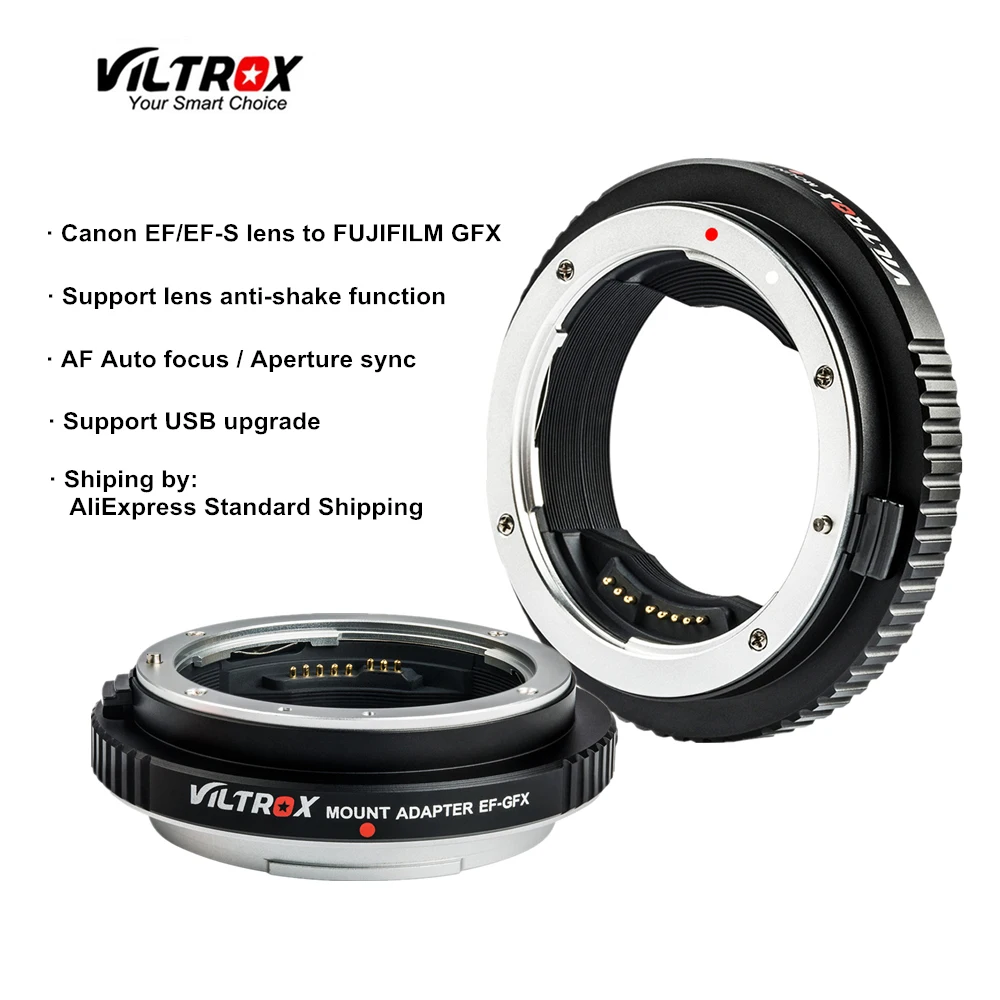 

Viltrox EF-GFX Auto Focus Lens Mount Adapter USB Upgrade for Canon EF EF-S Lens to GFX-mount Med-format Cameras for Fuji GFX 50S