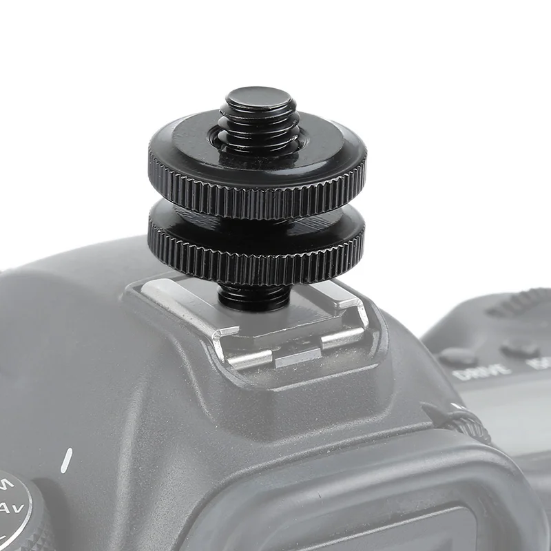 

1PC Camera DSLR SLR Accessories Speedlite Hot Shoe Mount Accessory Double Nut Flash Mount Adapter with 1/4" Thread Screw