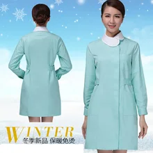 Осенне-зимняя утепленная одежда для медсестер с длинным рукавом, Женское пальто розового и зеленого цвета, одежда для медсестер, больничная медицинская Рабочая форма