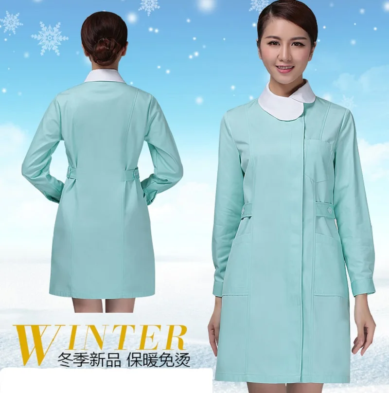 Autumn and winter thickening long sleeve nurse clothing Women Pink and
