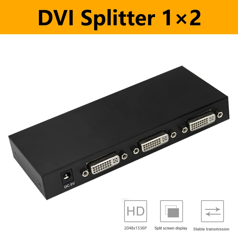 Сплиттер DVI 1X2 дистрибьютор 1 в 2 выход UHD FHD 1080P для монитора проектора компьютерной