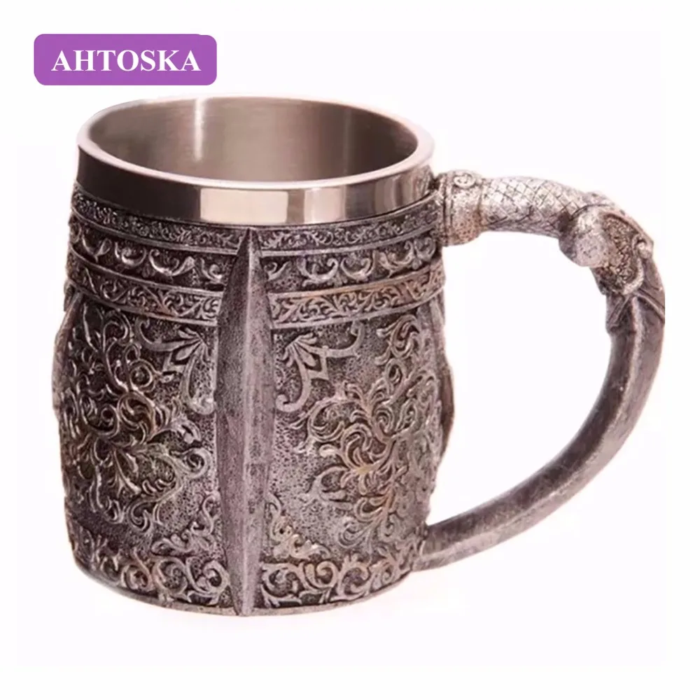 3D Кофейное Молоко Кружка Смола Череп Кружка Tankard Яркий Череп Воин Tankard Череп Викинга Пивная кружка Нержавеющая сталь