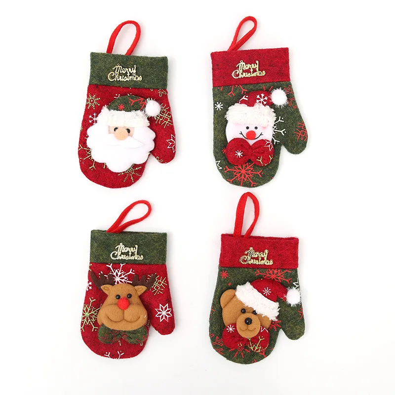 

4PCS Non-Woven Christmas Gloves Dinner Xmas Santa Silverware Holders Christmas Decoration For Home Tableware Christmas stockings