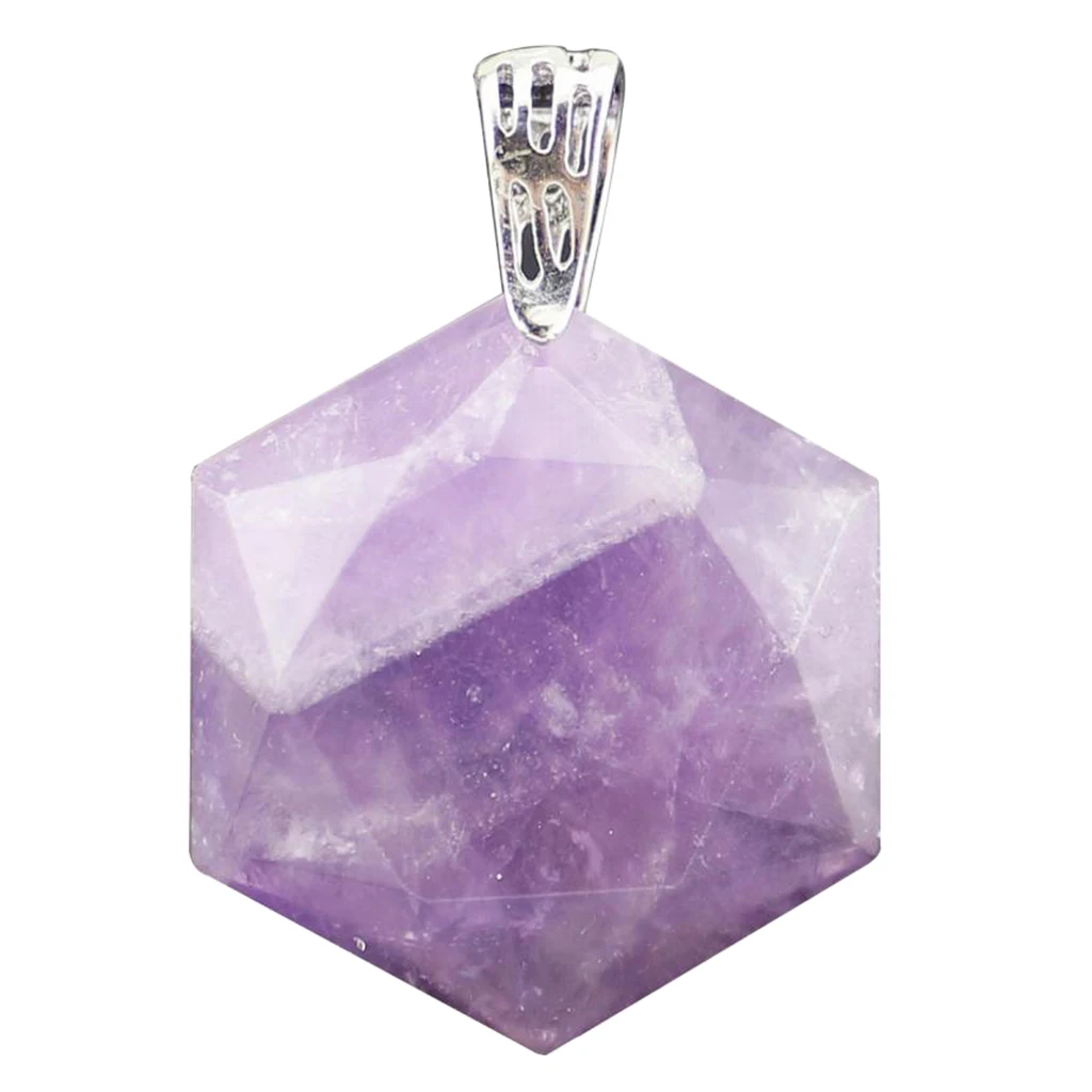 Luster Smooth Polished Crystal Jewish Star of David Hexagram Shape Stone Pendant for Necklace Pendant Metal Bail Clasp