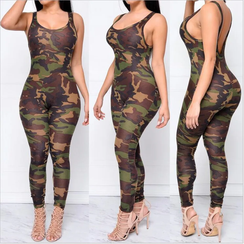 مثير Bodycon ارتداء الجيش التمويه مطبوعة نحيل السروال القصير بذلة 2019 جديد الصيف أكمام إمرأة بذلة ارتداءها Sportsuit