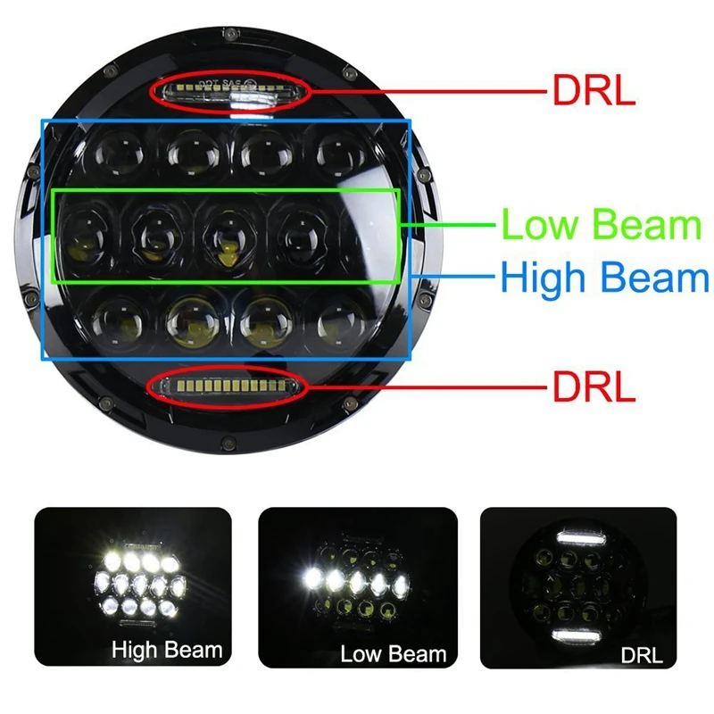 Online 1X7 inch led scheinwerfer H4 Hallo Abblendlicht DRL Scheinwerfer mit blinker halo licht für jeep JK Niva VAZ Offroad Lada 4x4 Motorrad