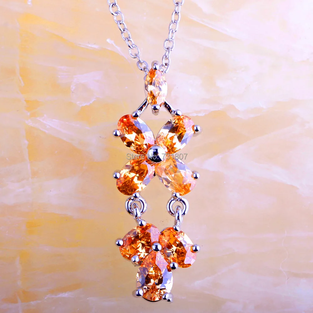 

JROSE Women Jewelry Pretty Fashion Created Morganite Silver Pendant Free No Chain Necklace Wedding Nice Gift