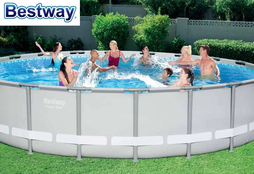 

56705 Bestway POWER Steel 671x132CM Round Frame Swimming Pool Set 22Ft*52In Outdoor Above Ground Pool+Cover,Mat,Ladder,Filter