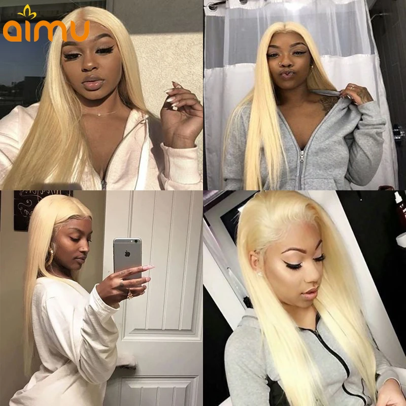 613 Blonde Colored Transparent Lace Front Real Long Straight Human Hair Wig for Black Women Remy Brazilian Invisible Pre Plucked